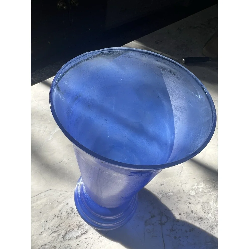 Handblown Cobalt Blue Vase 3 Ring‎ Spool Stem Base 10